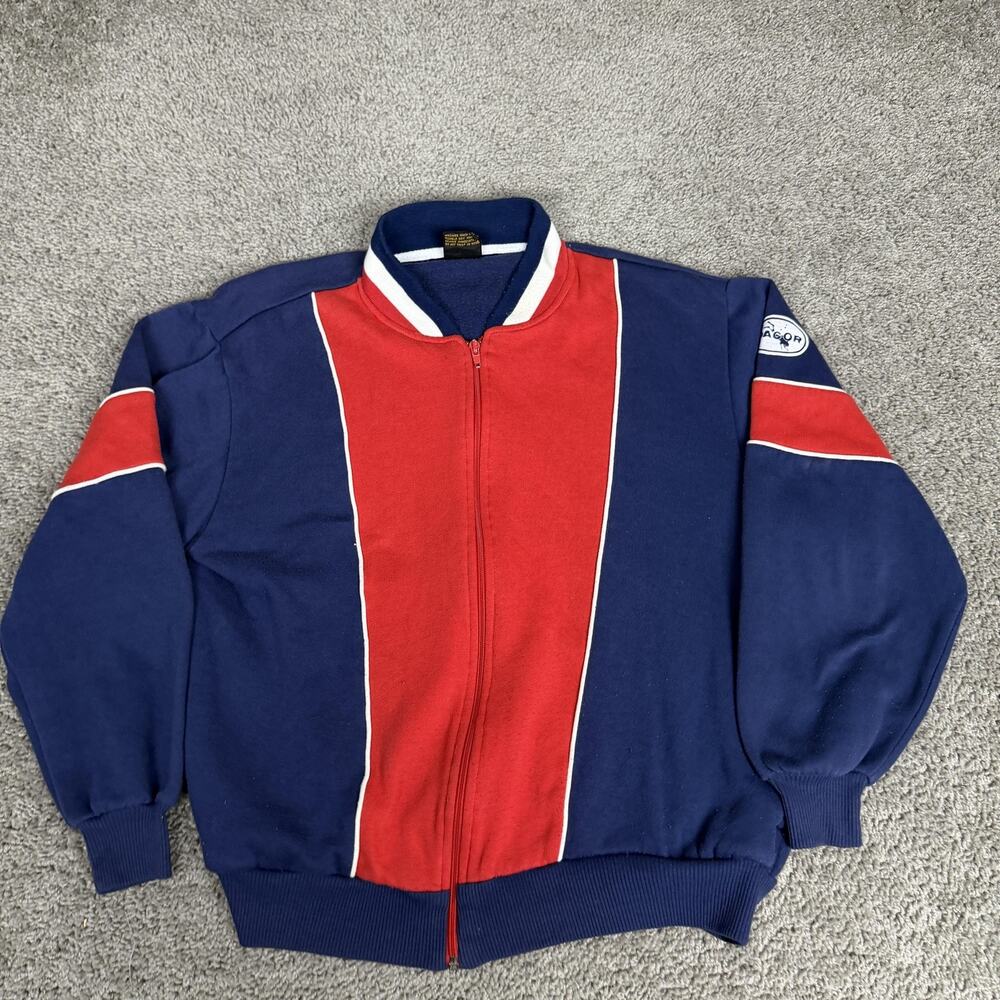 Vintage Dacor Track Jacket Mens Medium Blue Red Colorblock Full Zip Fleece 80s